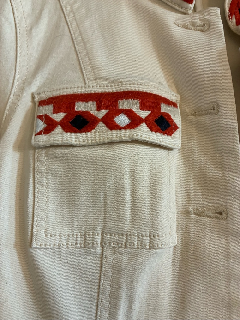 Tory Burch Cream Stretch Jacket with Color Embroidered Trim & Matching Top - Picture 2 of 11